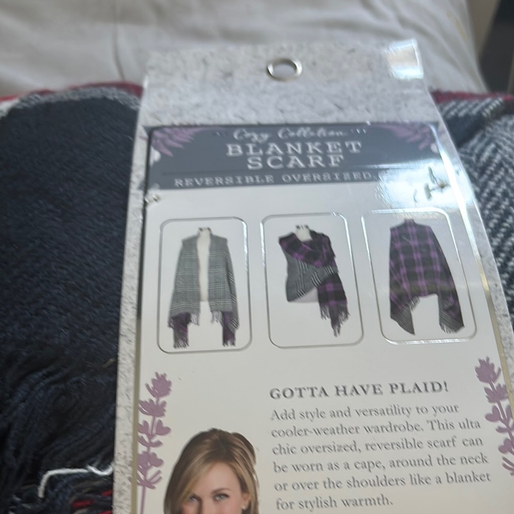 Plaid Reversible Blanket Scarf
